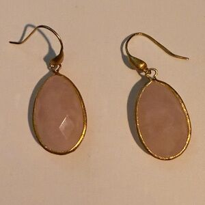 Rivka Friedman 18 karat gold clad and rose quartz drop earrings